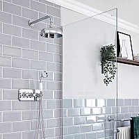 Milano Elizabeth Chrome and White Traditional Thermostatic Shower with Diverter Shower Head and Hand Shower 2 Outlet