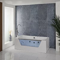 Milano Breeze Whirlpool Double Ended Spa Bath 1700mm x 800mm Chrome