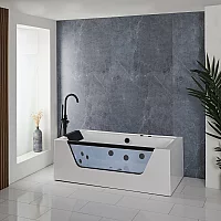 Milano Breeze Whirlpool Double Ended Spa Bath 1700mm x 800mm Black
