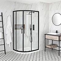 Milano Nero Black Offset Quadrant Shower Enclosure 900mm x 800mm