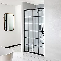 Milano Barq 1200mm Black Grid Sliding Shower Door
