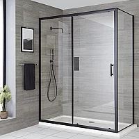 Milano Nero 1400mm Sliding Door with 900mm Side Panel