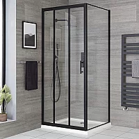 Milano Nero 900mm Triple Sliding Shower Door with 760mm Side Panel