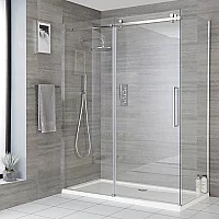 Milano Portland 1200mm Frameless Sliding Shower Door with 800mm Side Panel