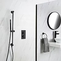 Milano Nero Black Thermostatic Shower System with Riser Rail and Hand Shower 1 Outlet