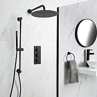 Milano Nero Black Thermostatic Shower System Choice of Outlets