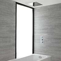 Milano Arvo Chrome Thermostatic Shower Bath System with 400mm Square Recessed Shower Head and Overflow Bath Filler 2 Outlet
