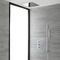 Milano Arvo Chrome Thermostatic Shower System with 280mm Square Recessed Shower Head and Riser Rail with Hand Shower 2 Outlet