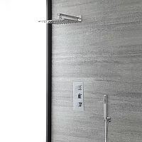 Milano Arvo Chrome Thermostatic Shower System with 200mm Square Shower Head and Hand Shower 2 Outlet