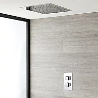 Milano Arvo Chrome Thermostatic Shower System with 400mm Square Recessed Shower Head 1 Outlet