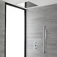 Milano Arvo Chrome Thermostatic Shower System with 500mm Square Recessed Shower Head and Riser Rail with Hand Shower 2 Outlet