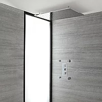 Milano Arvo Chrome Thermostatic Shower System with 800mm x 500mm Rectangular Shower Head and Body Jets 2 Outlet