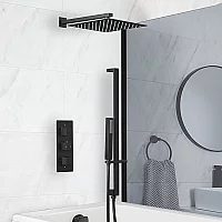 Milano Preto Black Thermostatic Shower Bath System Choice of Outlets