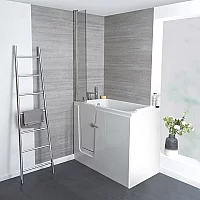 Milano Merso 1210mm x 660mm Left Hand Easy Access WalkIn Deep Soak Bath with Splash Shower Guard Bath Screen
