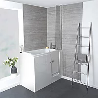 Milano Merso 1210mm x 660mm Right Hand Easy Access WalkIn Deep Soak Bath with Splash Shower Guard Bath Screen