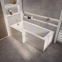 Milano Elswick 1700mm x 850mm Left Hand LShaped Shower Bath with Side Panel and End Panel