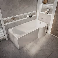 Milano Newby 1675mm x 850mm Right Hand PShape Shower Bath with Side Panel