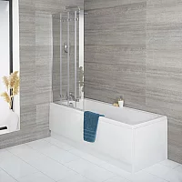 Milano Farington 1800mm x 800mm Bath with Folding Bath Screen and Side Panel