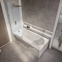 Milano Ballam 1700mm x 750mm Modern Single Ended Shower Bath with Brushed Copper Bath Screen