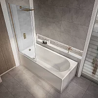 Milano Ballam 1700mm x 750mm Modern Single Ended Shower Bath with Brushed Copper Bath Screen and Side Panel