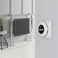 Milano Elizabeth Anthracite Traditional Dual Fuel Heated Towel Rail 930mm x 790mm withOverhanging Rail with WiFi Thermostat