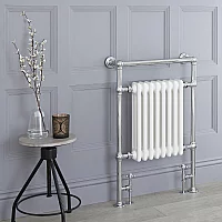 Milano Elizabeth White and Chrome Traditional Heated Towel Rail 930mm x 620mm