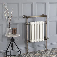 Milano Elizabeth Dark Brushed Brass Traditional Electric Heated Towel Rail 930mm x 620mm