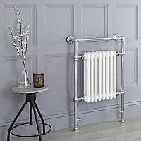 Milano Elizabeth White and Chrome Traditional Electric Heated Towel Rail 930mm x 620mm