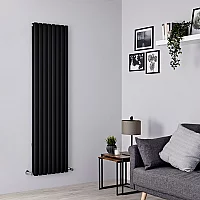 Milano Aruba Vertical Designer Radiator Double Panel 1780mm x 472mm Black
