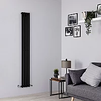 Milano Aruba Vertical Designer Radiator Single Panel 1780mm x 236mm Black