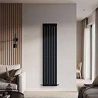 Milano Alpha Flat Panel Vertical Designer Radiator Single Panel 1780mm x 420mm Midnight Black