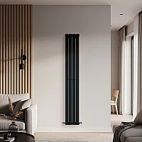 Milano Alpha Flat Panel Vertical Designer Radiator Single Panel 1780mm x 280mm Midnight Black