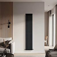 Milano Alpha Flat Panel Vertical Designer Radiator Single Panel 1780mm x 350mm Midnight Black