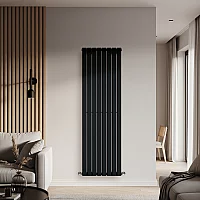 Milano Alpha Flat Panel Vertical Designer Radiator Single Panel 1780mm x 560mm Midnight Black