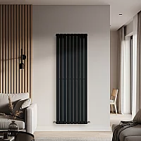 Milano Alpha Flat Panel Vertical Designer Radiator Single Panel 1780mm x 630mm Midnight Black
