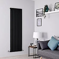 Milano Alpha Flat Panel Vertical Designer Radiator Single Panel 1780mm x 560mm Black