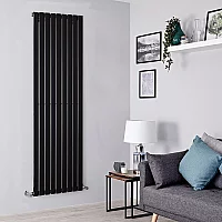 Milano Alpha Flat Panel Vertical Designer Radiator Single Panel 1780mm x 630mm Black