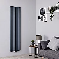 Milano Aruba Flow Anthracite Vertical Middle Connection Designer Radiator 1780mm x 472mm Double Panel