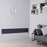 Milano Aruba Horizontal Designer Radiator with Horizontal Bars Single Panel 236mm x 1780mm Anthracite