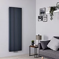 Milano Aruba Flow Anthracite Vertical Middle Connection Designer Radiator 1780mm x 590mm Double Panel