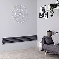 Milano Aruba Horizontal Designer Radiator with Horizontal Bars Double Panel 236mm x 1780mm Anthracite