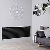 Milano Aruba Horizontal Designer Radiator with Horizontal Bars Single Panel 590mm x 1780mm Black