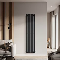 Milano Alpha Flat Panel Vertical Designer Radiator Single Panel 1780mm x 420mm Carbon Grey