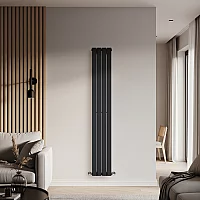 Milano Alpha Flat Panel Vertical Designer Radiator Single Panel 1780mm x 280mm Carbon Grey