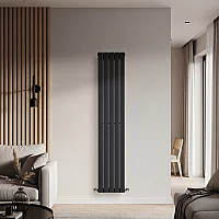 Milano Alpha Flat Panel Vertical Designer Radiator Single Panel 1780mm x 350mm Carbon Grey