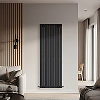 Milano Alpha Flat Panel Vertical Designer Radiator Single Panel 1780mm x 630mm Carbon Grey