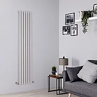 Milano Aruba Vertical Designer Radiator Double Panel 1780mm x 354mm Light Grey