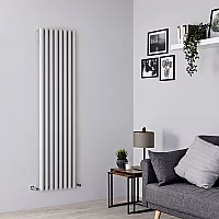 Milano Java Silver Vertical Designer Radiator 1780mm x 472mm Single Panel