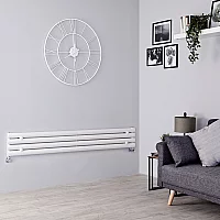Milano Aruba Horizontal Designer Radiator with Horizontal Bars Single Panel 236mm x 1780mm White