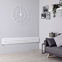 Milano Aruba Horizontal Designer Radiator with Horizontal Bars Double Panel 236mm x 1780mm White